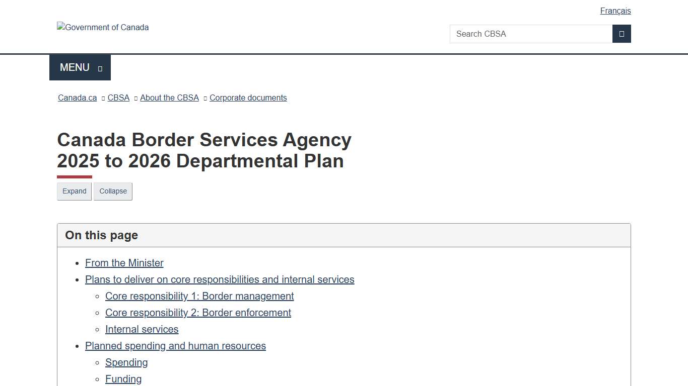 Canada Border Services Agency<br>2025 to 2026 Departmental Plan